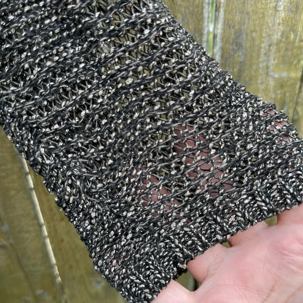 Eileen Fisher Italian Yarn Linen Blend Charcoal Cowl Neck Sweater size L - Picture 7 of 11